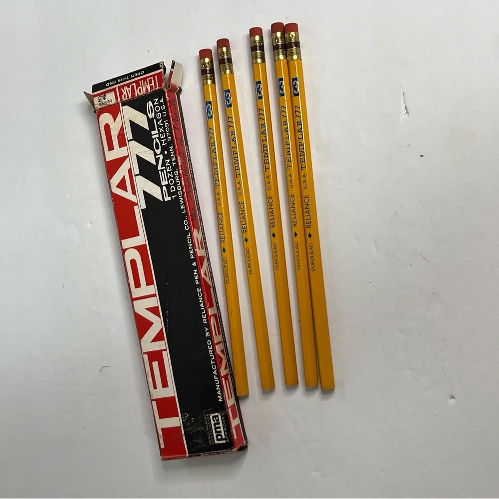 templar 777 no.3 pencil durolead reliance usa hexagon vintage lot of 5‎ with box